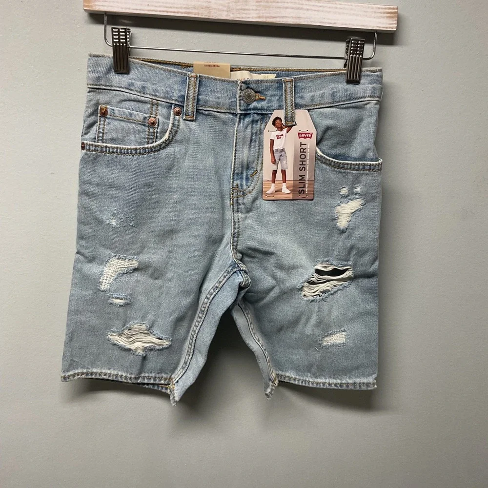 Levi Strauss‎ & Co 500 Slim Fit Distressed Denim Shorts Boys Size 10 Reg 25x26